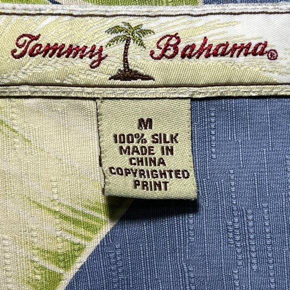 Tommy Bahama Shirt Button Up Silk Short Sleeve Banana Tree Print Blue Men's M - Picture 7 of 7